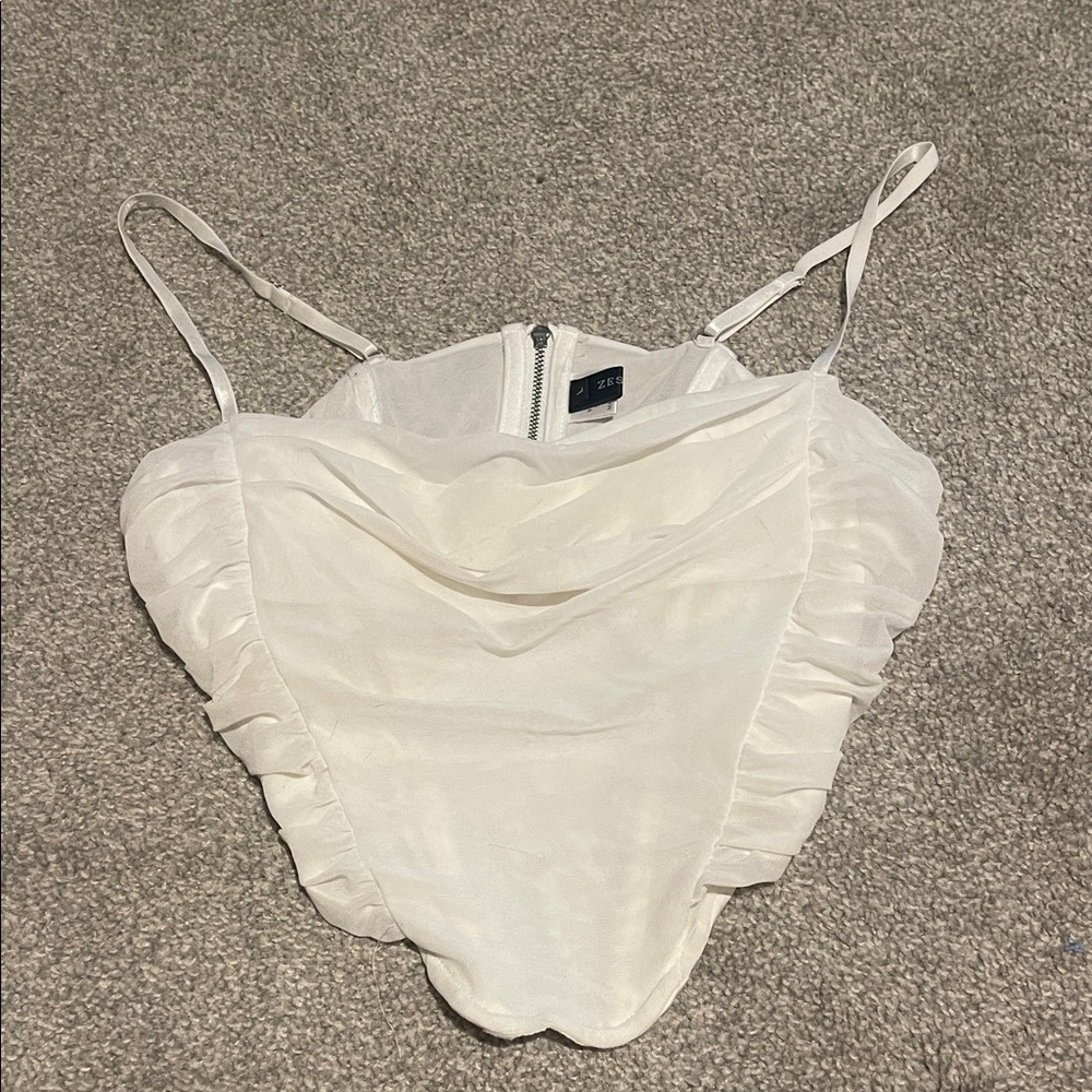 Chic White Ruched Crop Top